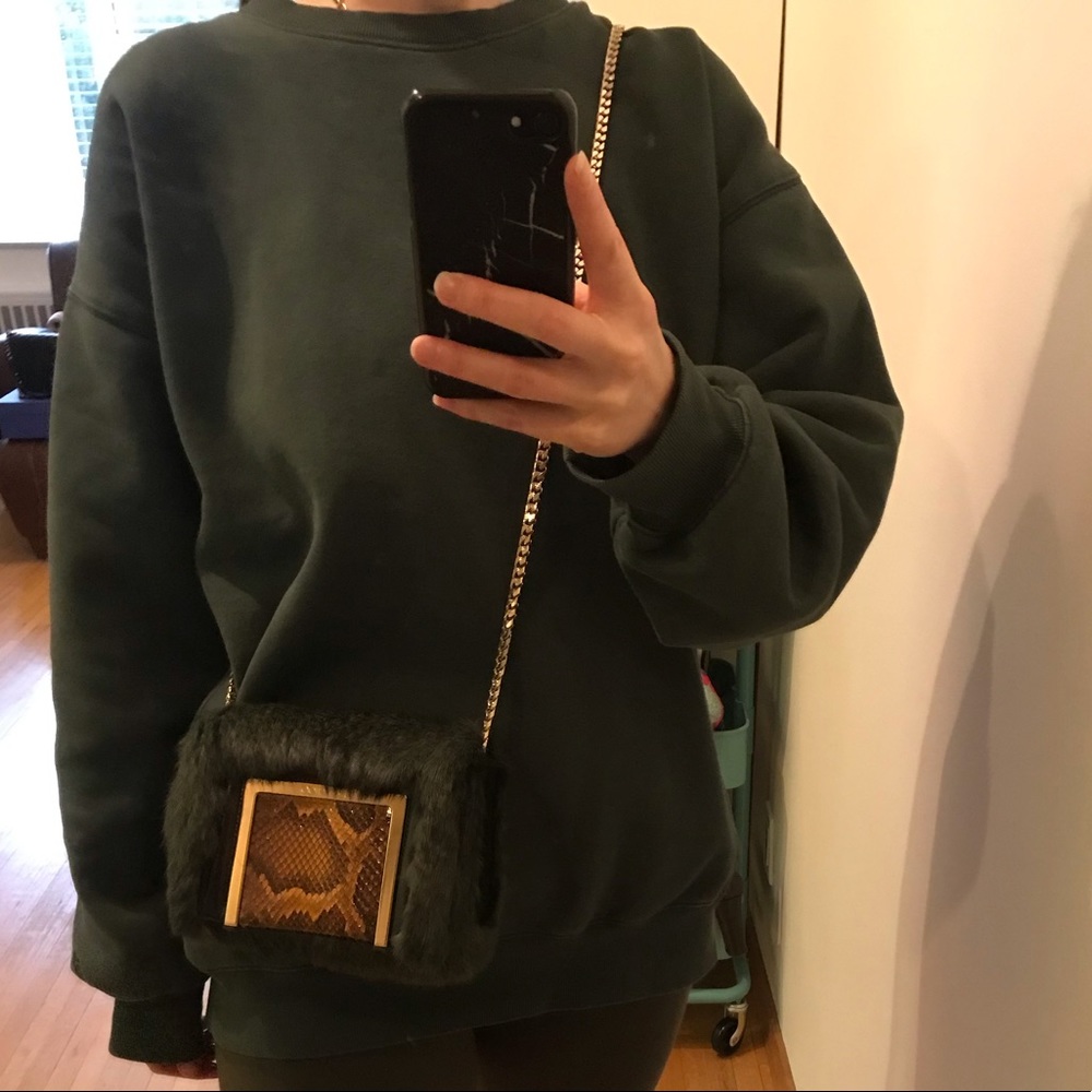 AUTHENTIC Jimmy Choo green fur evening bag